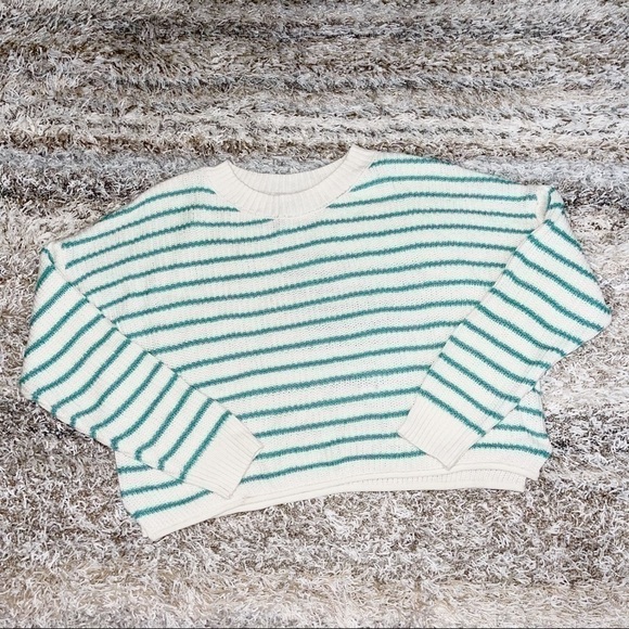 wild fable Sweaters - Wild Fable Striped Cable Knit Cropped Sweater Long Sleeve Pull On WOMENS XXL
